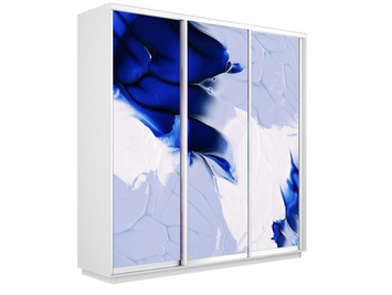 Шкаф-купе Экспресс 3-х дверный (Фото №1010 Абстракция бело-голубая)