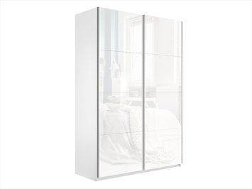 Шкаф-купе Прайм 2-х дверный (белое стекло)