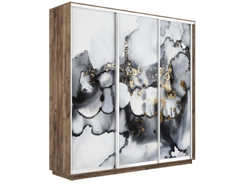 Шкаф-купе Экспресс Люкс 3-х дверный (Фото №1001 Абстракция серая)