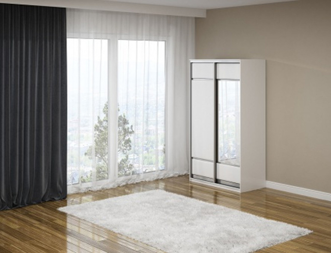 Шкаф-купе 2х дв Como/Veda ЛДСП (1 зеркало) Белый