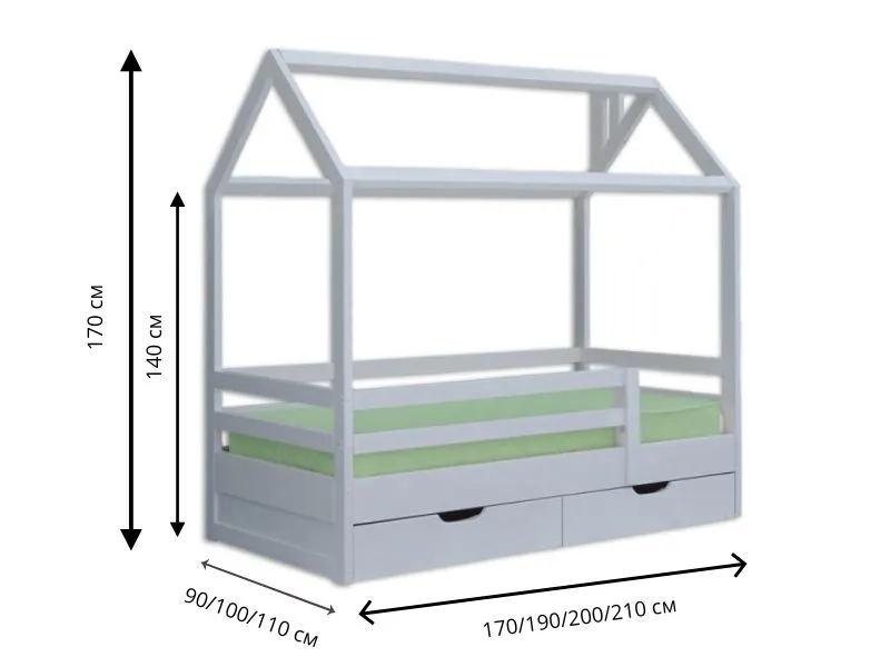 Детская кровать Велес Домик №1 с ящиками