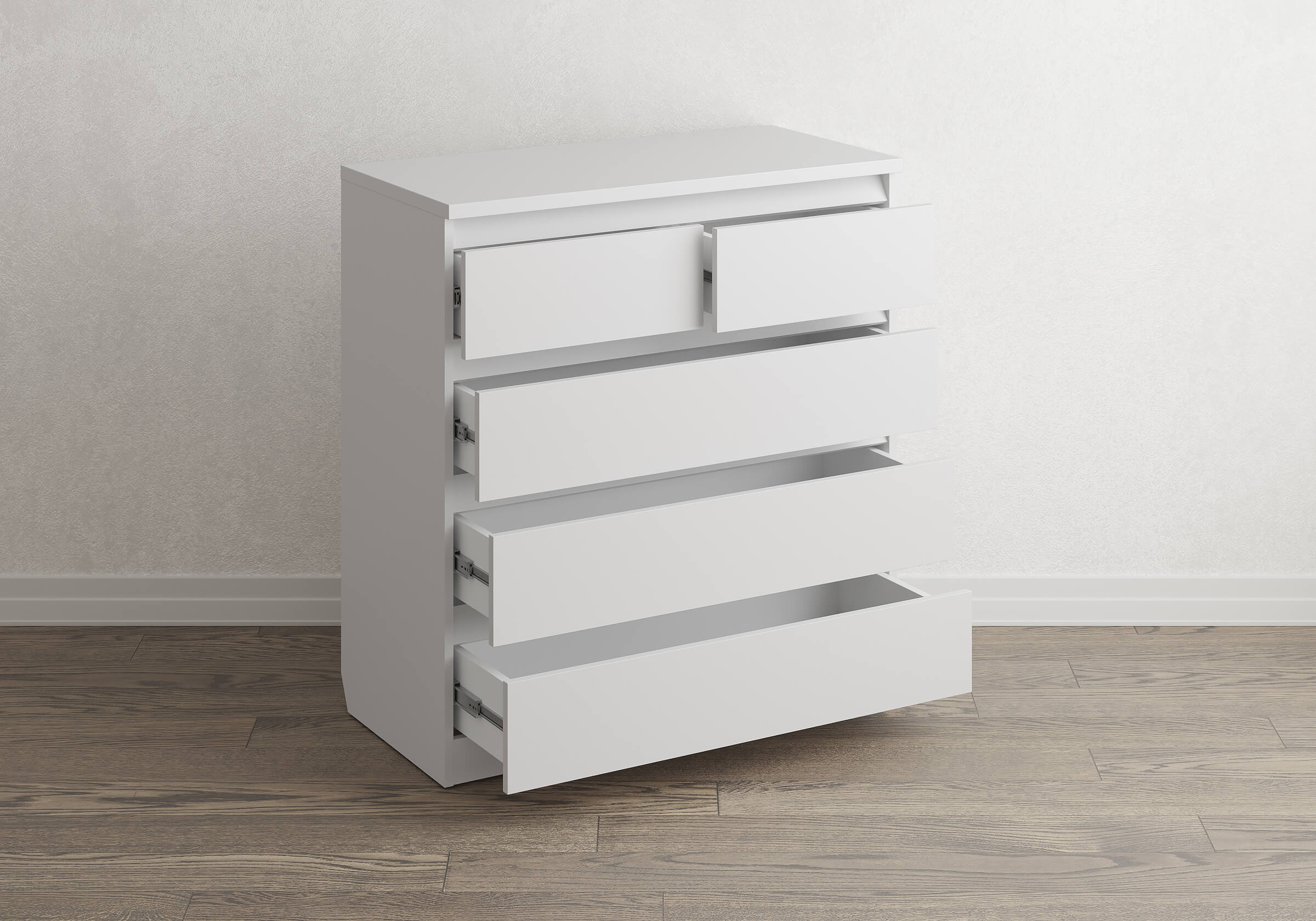 Белый комод Aksel 5 ящиков